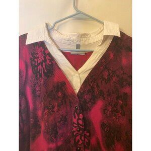 Essentials Womens Plus Size 3X Pink Sweater 24W Long Sleeve Top Shirt